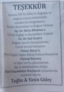 Hastanemize Bir Teşekkür Daha