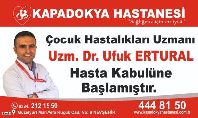 Çocuk Saglığı ve Hastalıkları Uzmanı Uzm.Dr.Ufuk Ertural hasta kabulüne başlamıştır.