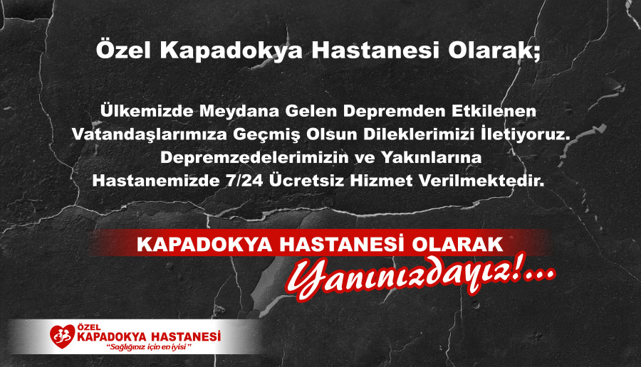 DEPREMZEDELERİMİZE HASTANEMİZ 7/24 ÜCRETSİZ HİZMET VERMEKTEDİR.