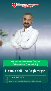 ORTOPEDİ VE TRAVMATOLOJİ UZMANI OP.DR.ABDURRAHMAN ÖRTÜCÜ HASTA KABULÜNE BAŞLAMIŞTIR